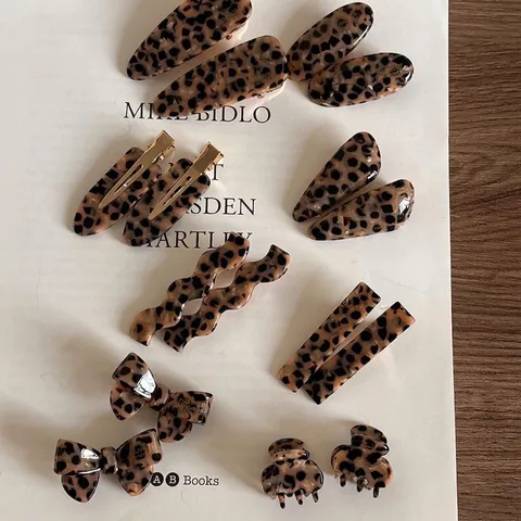 Französische Vintage Leopardenmuster Acetat Haarklammern Für Damen Modische Schildpatt Entenschnabelklemmen Handgefertigt