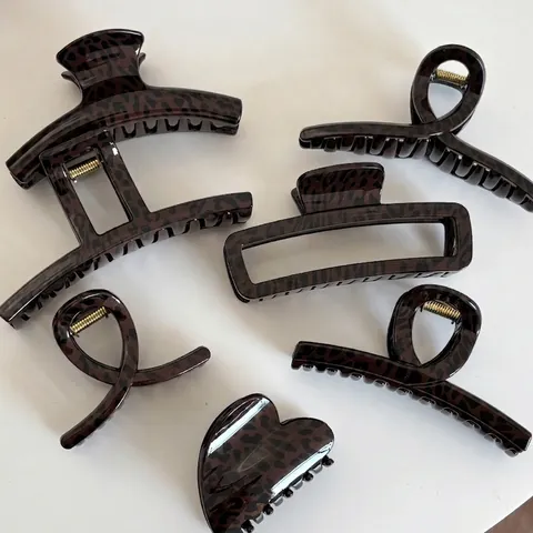 Pinza per Capelli Francese Vintage Leopardata in Acrilico Grande Fermaglio per Donne Elegante Accessori per Capelli