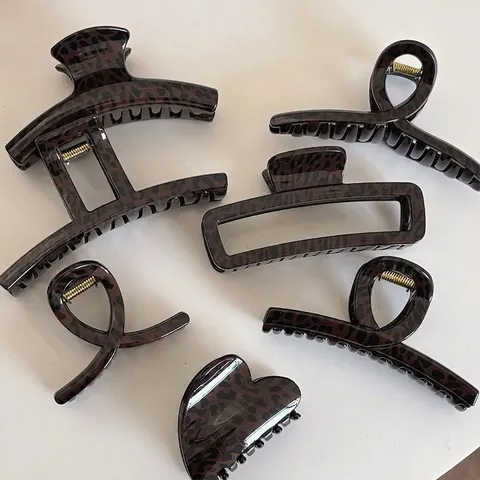 Pinza per Capelli Francese Vintage Leopardata in Acrilico Grande Fermaglio per Donne Elegante Accessori per Capelli