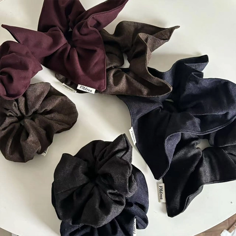 Oversized Fabric Scrunchies For Women Korean Elegant Solid Color Hair Ties Large Elastic Hair Bands Hair Accessories