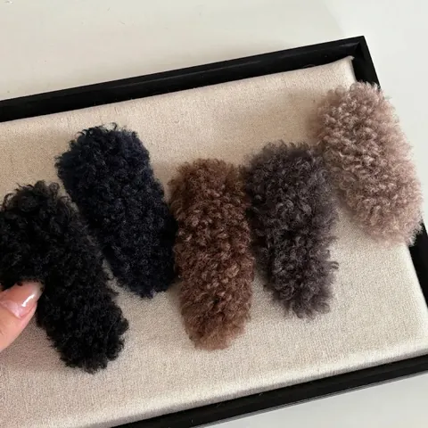 Korean Style Faux Fur Hair Clip Soft Fuzzy Teddy Plush BB Clip Solid Color Winter Hair Accessories For Women Girls