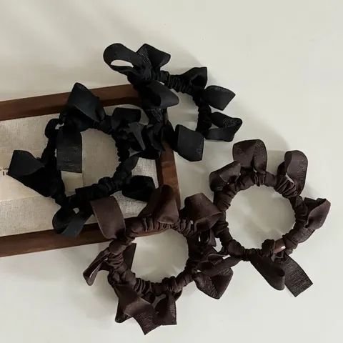 Elegant Bow Mesh Hair Tie For Women Korean Style Solid Color Elastic Scrunchies Fashion Headwear For Daily Dating Jewelry
