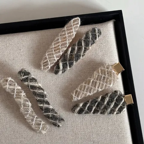 Handgemaakte Franse Retro Wollen Gebreide Haarspeld Geometrische Driehoek Eendenbek Zijclip Herfst Winter Haaraccessoires Vrouwen