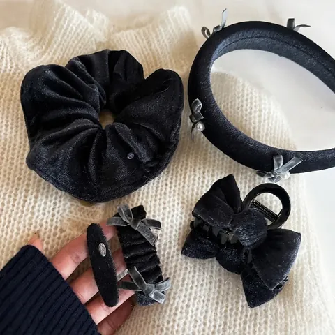 Elastico per Capelli in Velluto Blu Marino Francese Elastico Morbido e Resistente per Donne Ragazze Accessori Eleganti per Capelli