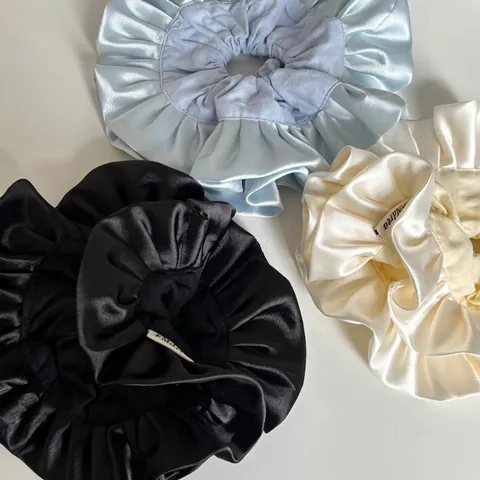 Coletero de Satén con Volantes Plisados Franceses Doble Capa Goma del Pelo Estilo Ballet Cuerda Elástica Mujer Accesorios de Moda