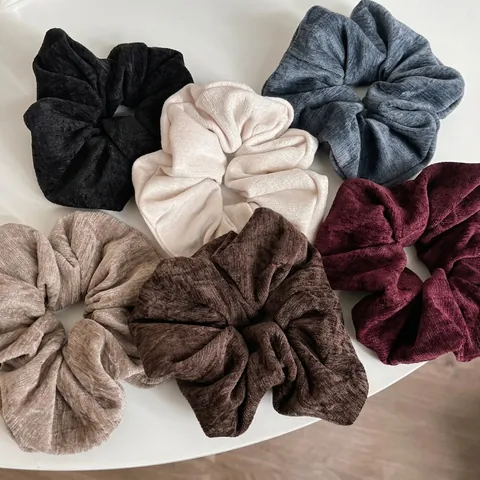 Coleteros Grandes de Terciopelo Vintage Elegante Textura de Chenilla Gomas Elásticas para el Cabello Color Sólido Sujetador de Cola de Caballo Accesorios para el Cabello
