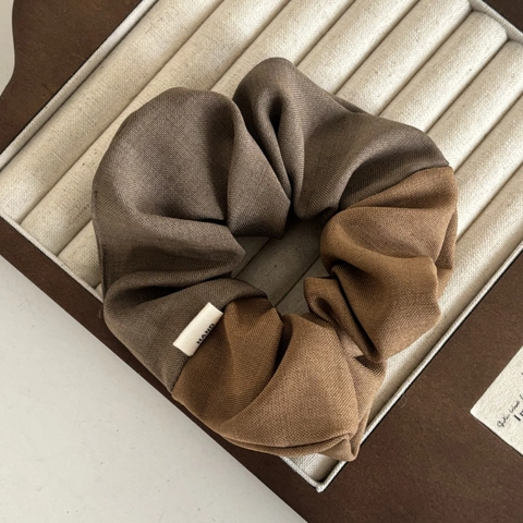 Vintage Kleurblok Stof Scrunchie Retro Grote Geplooide Haarelastiekje Handgemaakte Ruches Elastische Haaraccessoire Voor Vrouwen Mode Haartouw