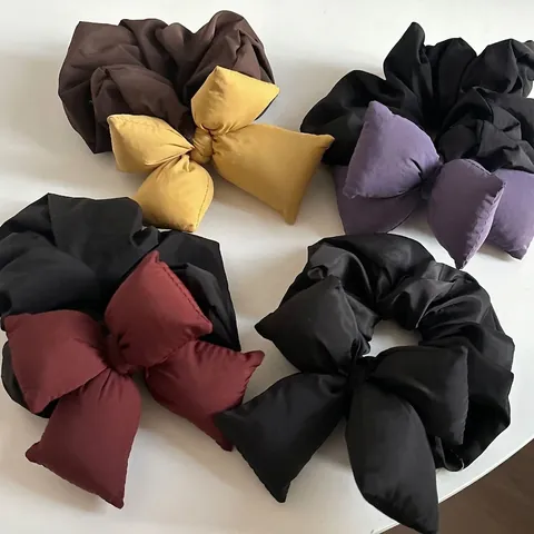 Donna Elastico Capelli Imbottito Con Fiocco Grande Supporto Coda di Cavallo in Tessuto Copricapo 3D Fiocco Fatto a Mano Accessorio Quotidiano
