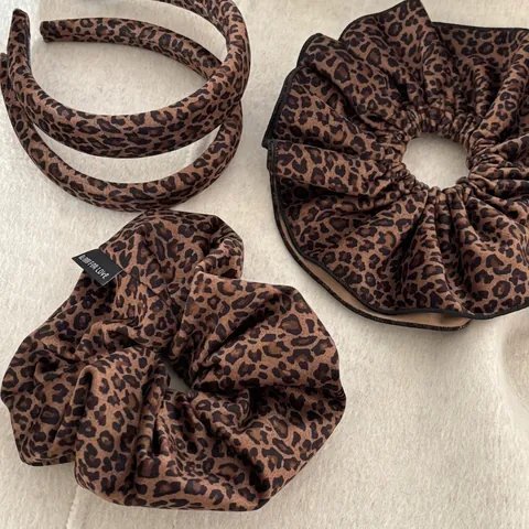 Leopardenmuster Haarschmuck Set Samt Polyester Haargummi Und Verdicktes Stirnband Für Damen Vintage Haarbänder Zubehör