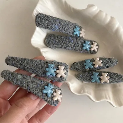 Süßer Bär Stoff Haarclip Tweed BB Clip Für Kinder Damen Koreanischer Stil Seitenpony Pin Mode Haarschmuck