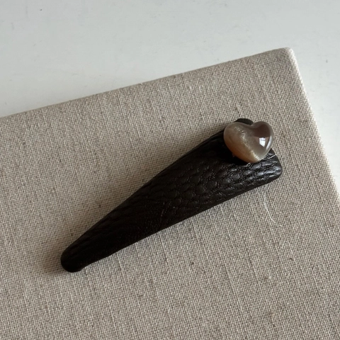 Pinza para el Pelo de Cuero PU Vintage Con Lazo Corazón Ojo de Gato Perla Artificial Horquilla Geométrica para Mujer Accesorios de Moda