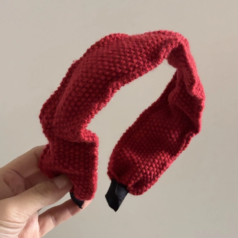Knitted Woolen Headband For Women Autumn Winter Sweet Pleated Wide Hair Hoop Solid Color Fashion Handmade Hair Accessories