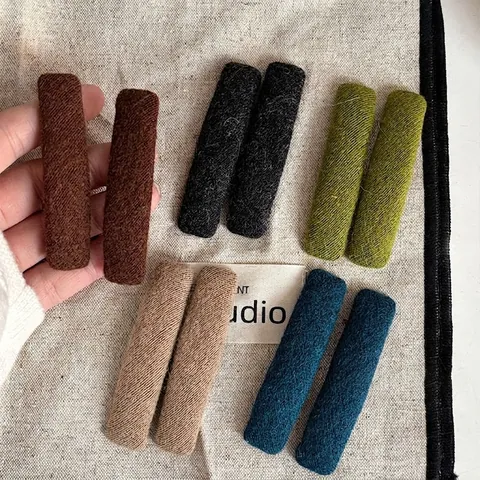 Minimalist Fabric Wrapped BB Hair Clips For Women Rectangular Felt PU Leather Side Bangs Clips Daily Hair Accessories