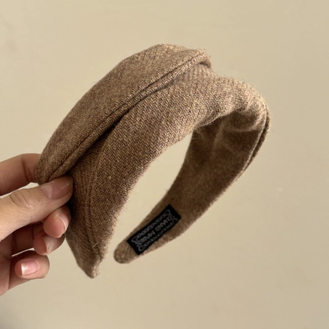 Diadema Ancha de Lana Estilo Japonés Retro Estampado de Leopardo Nudo Retorcido Parte Superior del Cráneo Alta Tocado para Mujer