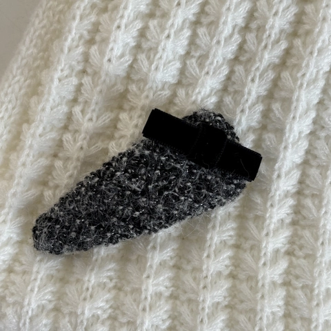Pinza para el Cabello con Lazo de Terciopelo Estilo Francés Tweed Vintage Triángulo Geométrico BB Clip Accesorios para Mujer