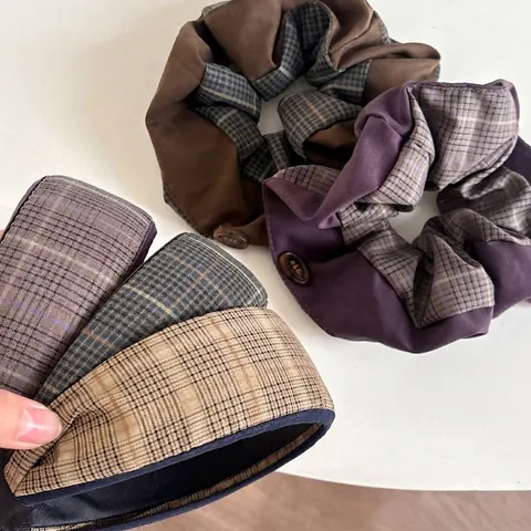 Cerchietto Con Fiocco Plaid Vintage E Scrunchie Patchwork Fascia Per Capelli In Tessuto Stile Britannico Gioielli Per Capelli