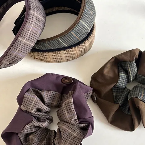 Cerchietto Con Fiocco Plaid Vintage E Scrunchie Patchwork Fascia Per Capelli In Tessuto Stile Britannico Gioielli Per Capelli