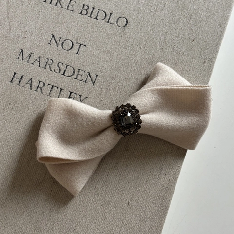 Pince à Cheveux Nœud en Laine Vintage Élégante avec Strass Clip à Ressort Épingle à Cheveux Style Coréen pour Femmes