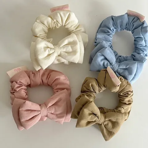 Zoete 3D Strik Scrunchie Voor Dames Mode Handgemaakt Polyester Katoen Haarelastiekje Paardenstaart Houder Haaraccessoires