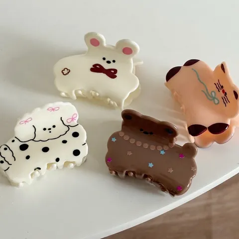 Simpatiche Mollette per Capelli con Animali Cartoni Animati in Acrilico a Squalo Gatto Coniglio Cane per Donna Ragazza