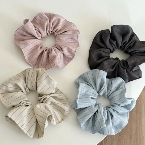 Scrunchie in Tessuto a Righe da Donna Moda Coreana Minimalista Elastico per Capelli Fatto a Mano Porta Coda Accessori Capelli