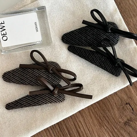 Vintage Leder Schleife Haarclip Stoff Tweed Wassertropfen Bb Clip Elegant Geometrische Seiten Pony Haarnadel Damen Mode Accessoire