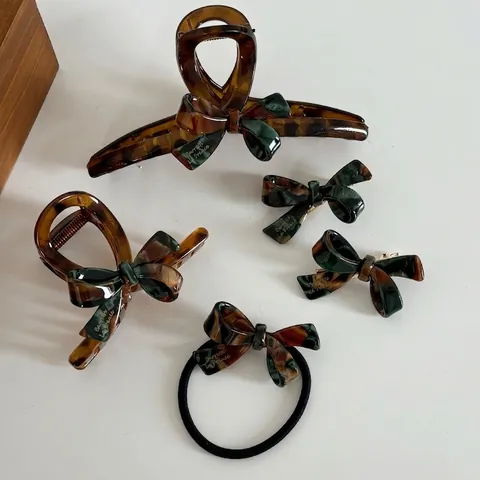 Fermaglio per Capelli a Pinza in Acetato Stile Francese Tartarugato con Fiocco Fatto a Mano Accessori per Capelli Donna