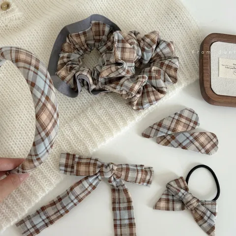 Fermaglio per Capelli con Fiocco Plaid Stile Britannico Fascia retrò a Quadretti Elegante Accessori per Capelli da Donna