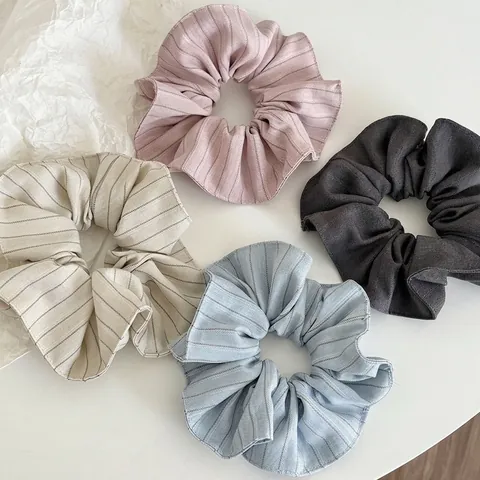 Scrunchie in Tessuto a Righe da Donna Moda Coreana Minimalista Elastico per Capelli Fatto a Mano Porta Coda Accessori Capelli