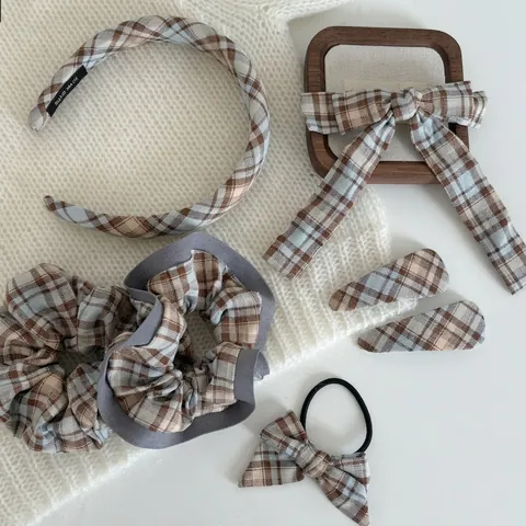 Fermaglio per Capelli con Fiocco Plaid Stile Britannico Fascia retrò a Quadretti Elegante Accessori per Capelli da Donna