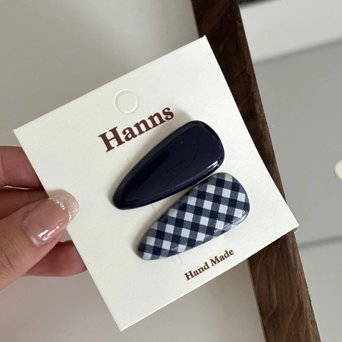 Blue Denim Plaid Hair Accessories Set For Women Fabric Bow Scrunchies Headbands Hair Clips Vintage Preppy Style Headwear