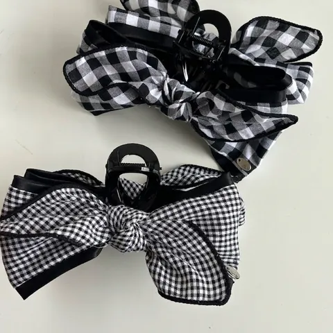 Vintage Karo Schleife Haarklammer Für Damen Große Japanische Plaid Stoff Schleifenknoten Haarclip Elegantes Haar-Accessoire