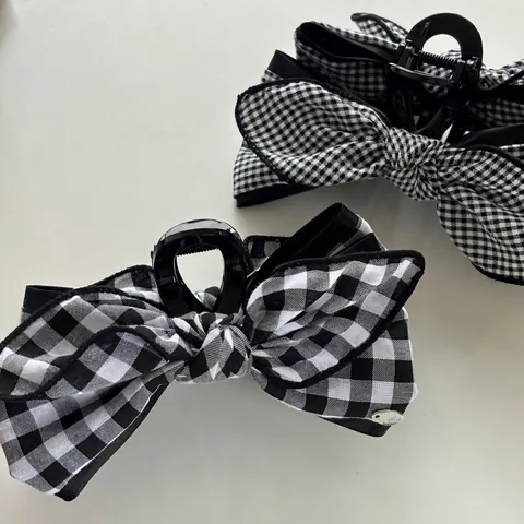 Vintage Karo Schleife Haarklammer Für Damen Große Japanische Plaid Stoff Schleifenknoten Haarclip Elegantes Haar-Accessoire