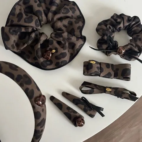 Set di Fermagli per Capelli Vintage con Stampa Leopardata Fiocco in Tessuto alla Moda Elastici Fascia per Capelli Donna Gioielli