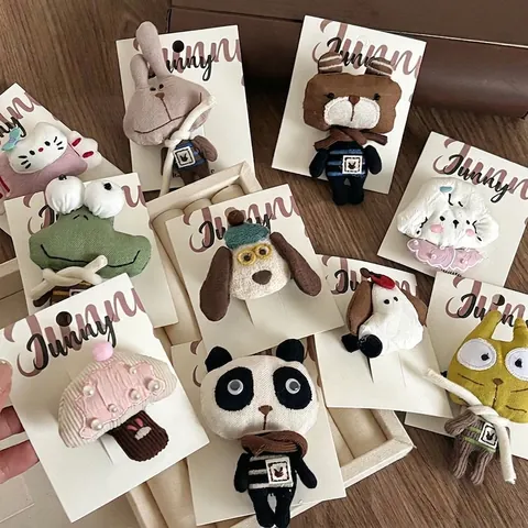 Fatto a Mano in Tessuto Carino Cartone Animato Animale Fermaglio per Capelli Per Bambini Ragazze Ricamo Accessori