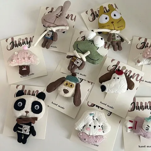 Fatto a Mano in Tessuto Carino Cartone Animato Animale Fermaglio per Capelli Per Bambini Ragazze Ricamo Accessori