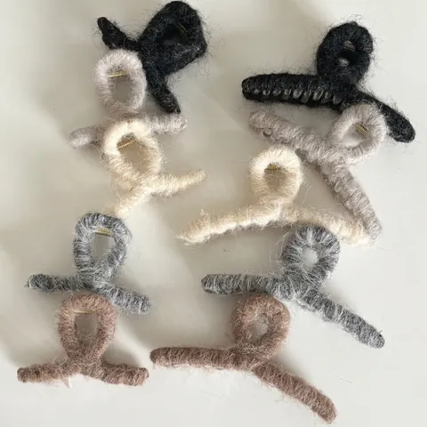 Clip a Squalo Avvolta in Filato di Peluche Francese per Donna Grande Piccola Calda Autunno Inverno Molletta per Capelli Accessori