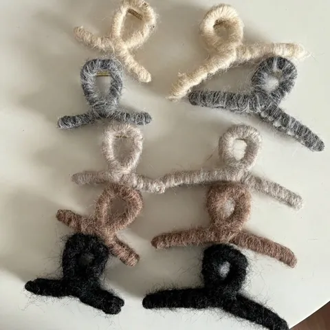 Clip a Squalo Avvolta in Filato di Peluche Francese per Donna Grande Piccola Calda Autunno Inverno Molletta per Capelli Accessori