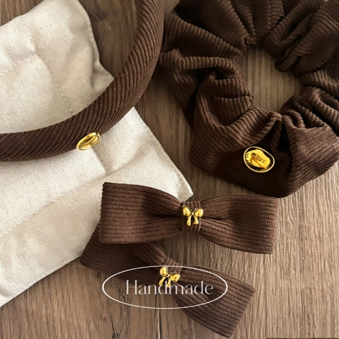 Juego de Pinzas para el Pelo con Lazo de Pana a Cuadros Vintage para Mujer Coletero de Tela Diadema Horquilla Accesorios de Pelo de Moda Retro