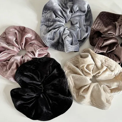French Vintage Velvet Large Scrunchies Oversized Hair Ties Elastic Hair Bands For Women Fashion Handmade Soft Solid Color