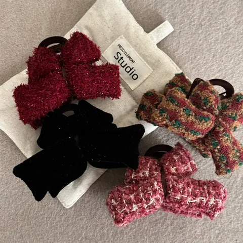 Pinze Per Capelli Vintage In Peluche Velluto Fiocco Per Donna Tweed Plaid Shark Clips Cuore Argento Accessori Per Capelli Taglia Grande