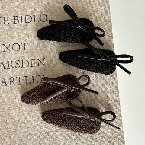 Fermaglio per Capelli in Tessuto Con Fiocco in Pelle Vintage per Donna Clip per Frangia Autunno Inverno Fatto a Mano
