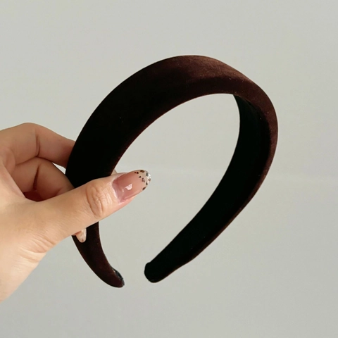 Elegante Diadema Acolchada de Terciopelo para Mujer Otoño Invierno Color Sólido Esponja Aro para el Cabello Moda Accesorios para el Cabello