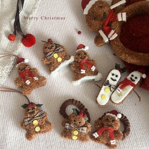 Christmas Plush Gingerbread Man Snowman Hair Clip Scrunchie Headband Cute Animal Festive Hair Accessories For Women Girls Party Gift