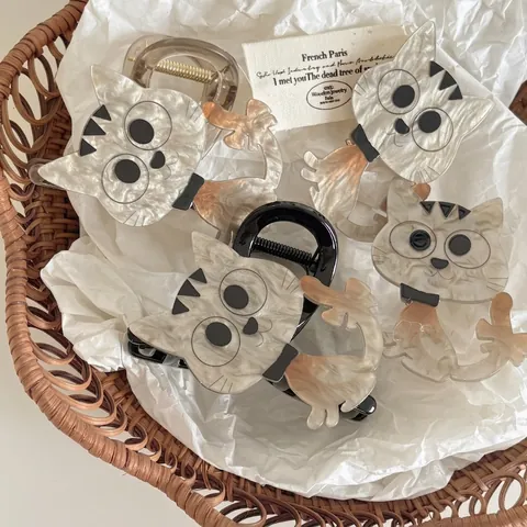 Simpatico Fermaglio per Capelli a Forma di Gatto in Acrilico per Donna Alla Moda Pinza per Capelli Design Animale Accessori
