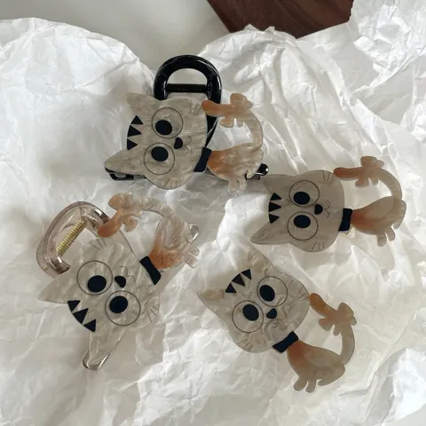 Simpatico Fermaglio per Capelli a Forma di Gatto in Acrilico per Donna Alla Moda Pinza per Capelli Design Animale Accessori