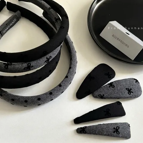 Koreanischer Stil Schleife Haarspangen BB Clips Stoff Stirnband Damen Handgefertigt Vintage Punktmuster Haarschmuck Kopfschmuck
