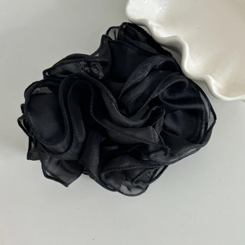 Vintage Fabric Rose Flower Scrunchie French Retro Large Hair Tie Gentle Ponytail Holder Elegant Hair Accessories Women