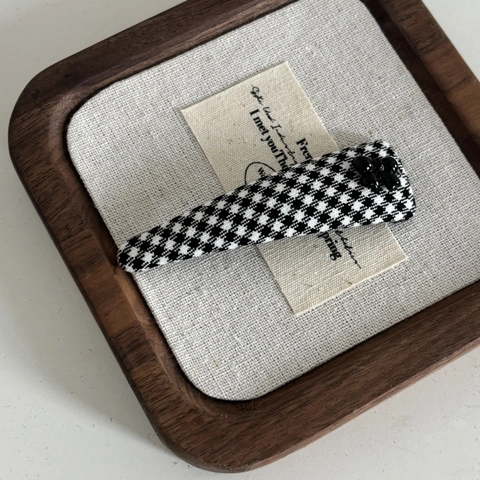 Französische Retro Haarspange Hahnentritt Schleife Stoff Handgefertigte BB Clip Haargummi Süß Elegant Schwarz Weiß Damen