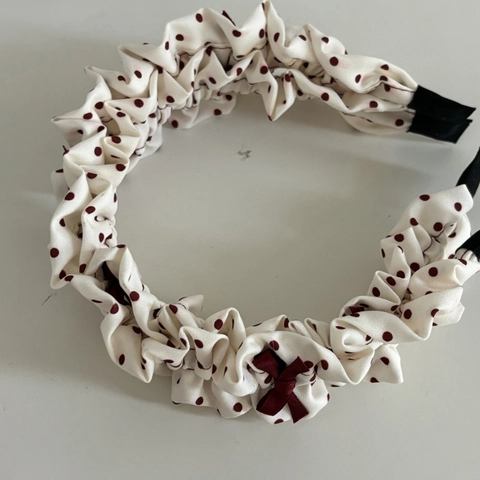 Sweet Red White Polka Dot Fabric Hair Scrunchie Butterfly Bow Headband Set Vintage Plaid Hair Accessory For Women Fashion Headwear